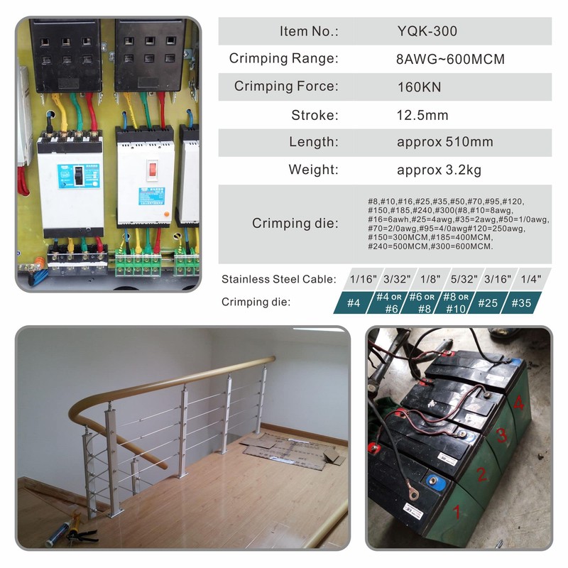 AMZCNC Industrial Hydraulic Cable Lug Crimper 16 Ton 9 AWG