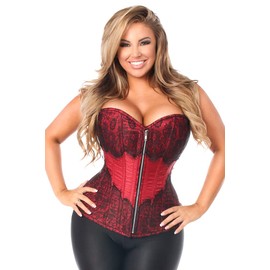 Daisy Corsets Women's Top Drawer Brocade Steel Boned Corset, Wine, 2X