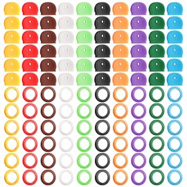 120 Pieces Key Caps Tags Note Covers Set, Plastic Key Identification Coding Rings 10 Colours Key Caps Covers 2 Styles Key Cap for House Keys