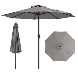 Tangkula 8.5 FT Outdoor Patio Umbrella, Modern Table Umbrella with 8 Heavy Duty Ribs, Vented Top & Crank Handle, Sun-proof Canopy, Market Umbrella for Patio, Garden, Poolside (Grey)