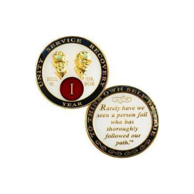 25 Year AA Founders Medallion Red and White Tri-Plate Sobriety