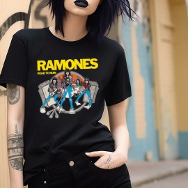 Ramones Road to Ruin Black Unisex Punk Rock Band T-Shirt 80's 90's Punk Tees - M