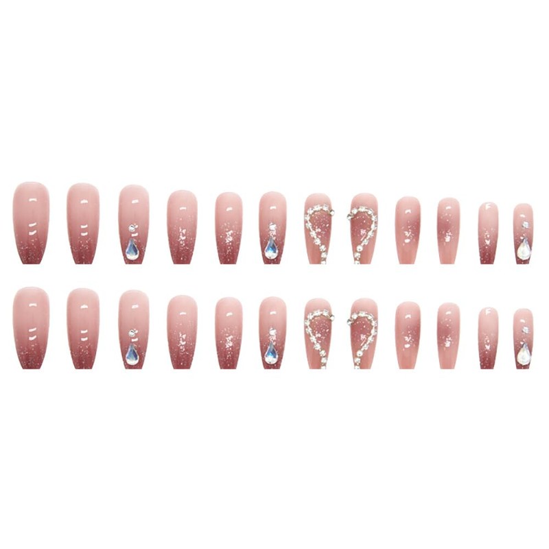 Nail Tip, Long Nail Tip, 24 Pieces, Glitter, Glossy, 3D,