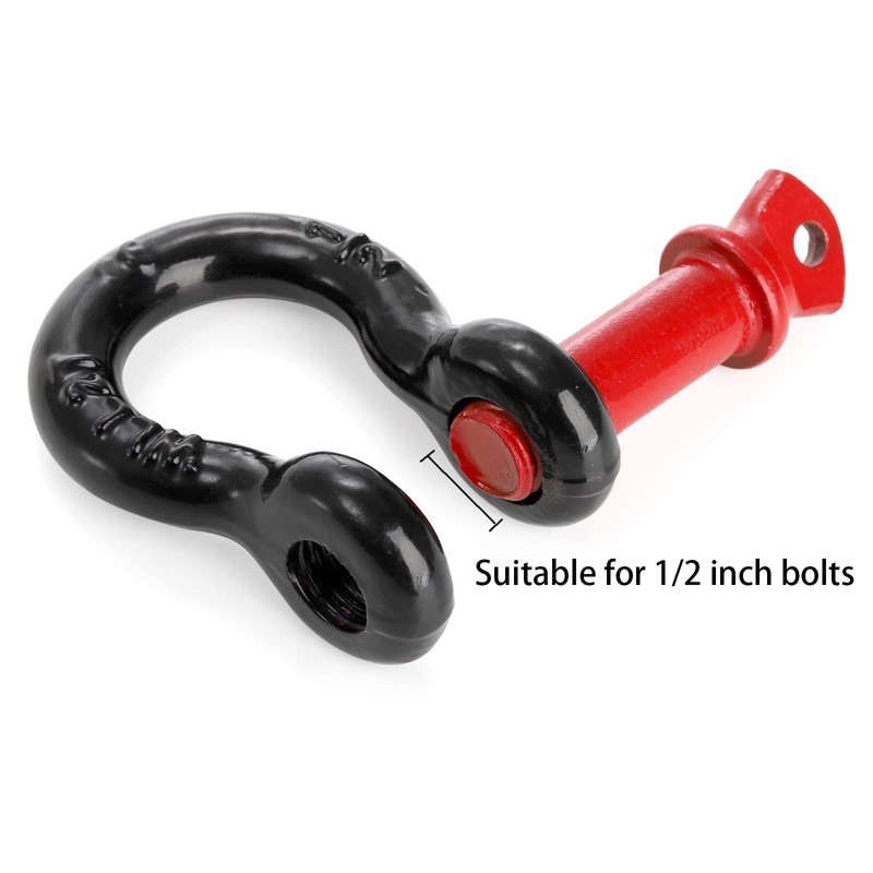 Bekith 6 Pack 1/2" D Ring Shackle 2.0 Ton (4,000