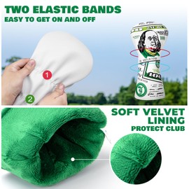 Golf Club Covers 3D Embroidery Hundred Dollars Driver Cover Fariway Wood Headcover Hybrid Head Covers Leather Golf Headcovers for Golf Clubs Most Brand (for Hybrid)