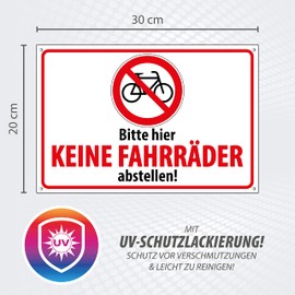 High Quality Sign Made of Aluminium Dibond with UV Protective Coating "Bitte hier keine Bartender!" 300 x 200 mm Rectangular | Parking Prohibition | Bicycles Prohibited |