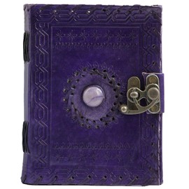 Leather Journal Writing Notebook - Antique Handmade Leather Bound Daily Notepad for Men & Women Unlined Paper Medium 7 x 5 Inches