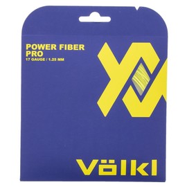Volkl Power Fiber Pro | Cuerda de raqueta de tenis | Durabilidad, Sensación y control | Cuerda multifilamento (amarillo neón, 17G, juego)