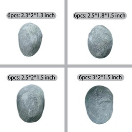 Fireplace Ceramic Pebbles 24 pieces, round lava pebbles, gas logs, for indoor and outdoor fireplaces and fire pits, decorative landscaping stones(Grey)