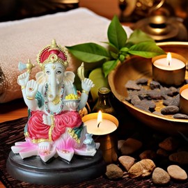 Yahu Lando Indian God Lord Ganesha Statue,Hindu Elephant Statue Ganpati Idol Buddha Sculptures,Hindu Gift,Home Temple Mandir Meditation Yoga Room Decor 4.33"(Color)
