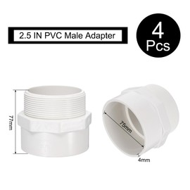 uxcell 4 Pcs Union PVC Pipe Fitting 2.5" Male Adapter Thread Connector Pipe Sink Drain Adapters for Connecting Pipes, White