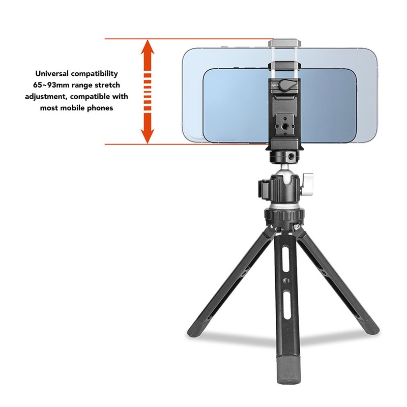 Phone Tripod Mount Portable Aluminum Alloy 1/4 Inch Screw Hole
