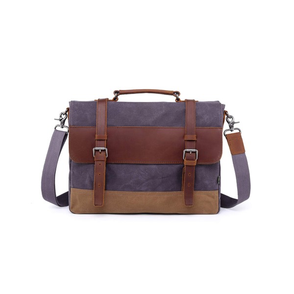 TSD Brand Fountain Valley Waxed Canvas Briefcase Messenger Bag Tote