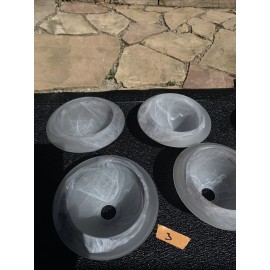 Murano MCM Murano Swirl Smoke Bobèche, Chandelier Heavy Glass Lamp Shades, Lot Of Four