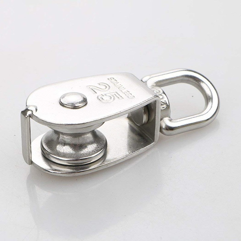 POFET 4Pcs Single Pulley Block, 304 Stainless Steel Pulley Roller,