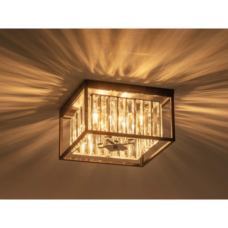 LumFurn 4-Lights K9 Crystal Ceiling Light, Close to Ceiling, 2-Tier