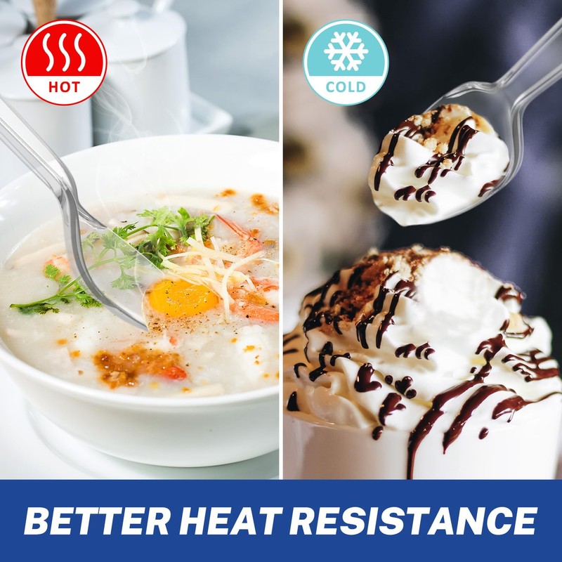 POSATE 7.1" Plastic Spoons Heavy Duty Disposable Teaspoons, Clear (100