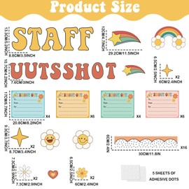 Boho Hippie Staff Shout Outs Bulletin Board Decorations Groovy Retro Staff Shout Outs Bulletin Board Set Appreciation and Recognition DIY Craft Cutouts for Back to School Classroom Decor Supplies