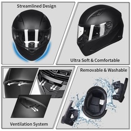 ILM Motorcycle Helmet Motocross Full Face Ultra Large Pinlock Insert Anti-Fog Visor Snowmobile ATV Casco for Men Women DOT(Matte Black, 4X-Large)