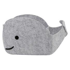Aynaxcol Storage Basket Felt Storage Bin Whale Shaped Collapsible & Convenient Box Organizer with Carry Handles for Home Bedroom Closet Babies Nursery Toys (Small)