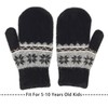 Kids Winter Soft Warm-Knit-Mittens, Boys-Girls Snowflake-Print Warmly Double-Layer Snow-Mittens Ski-Gloves