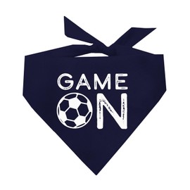 Game On Soccer Dog Bandana | 100% Cotton Adjustable Triangle | Made in USA | Soccer| Sports | Biggest Fan | Game Day | Navy, One Size (1073)