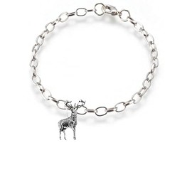 A31 Standing Stag fine lead free English Pewter charm on a belcher link chain anklet bracelet