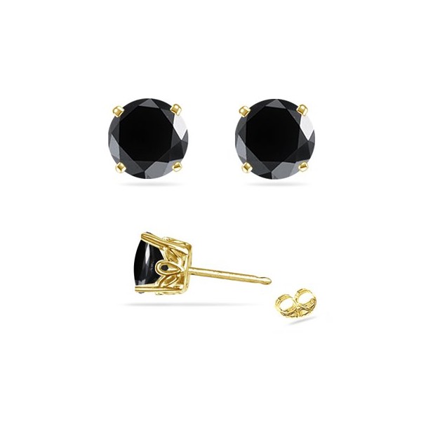 1/4 (0.21-0.27) Cts of AA Round Black Diamond Scroll Stud