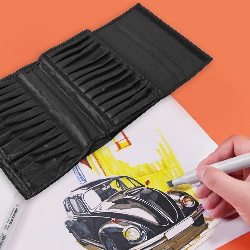 Marker Pen Bag Canvas Multi Layers Large Capacity Portable Pen