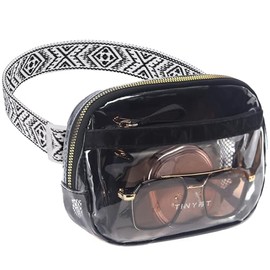 TINYAT - Riñonera transparente para eventos de estadio, pequeña bolsa de cinturón transparente para mujer, bolsa cruzada transparente para conciertos,