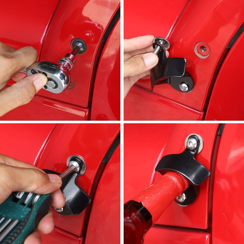 CheroCar Body Mounted Beer Bottle Opener for Jeep Wrangler JK