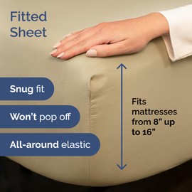 6 Piece Beige Full Bed Sheet Set w/ Comforter + Duvet Cover – 16 inch Deep Pockets – 1 Flat, 1 Fitted Sheet and 4 Pillowcases – Oeko-TEX - Super Soft & Wrinkle Free - Hotel Luxury Bedding