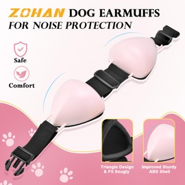 ZOHAN Dog Ear Muffs for Noise Protection, Comfort Dog Noise Cancelling Ear Muffs with Fast Snap Lock for Fireworks, Thunder, Vacuums(Pink,L)