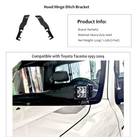 DarSeity Low Profile Mount Hood Hinges Ditch Light Brackets for Tacoma 1995-2004, for Auxiliary Off-Road Lighting