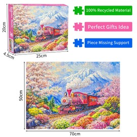Sakura Train Jigsaw Puzzle 1000 Pieces Adult Cherry Blossom Puzzle Adult 1000 Pieces Puzzles