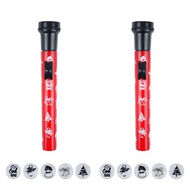 Lizzy 2 x Christmas Torch with 5 Image Covers | Christmas Shapes Cover Xmas Tree Snowman Candy Bell Kids Toddler Projector Light Torch with Christmas Character