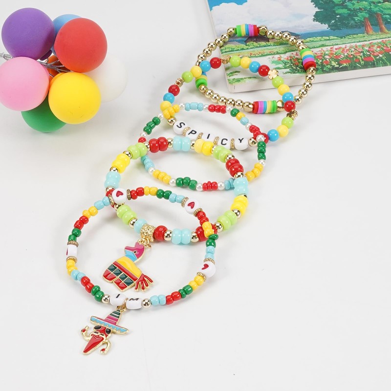 Twinfree 20pcs Cinco De Mayo Bracelets Pack for Women Cinco