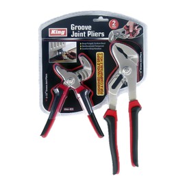 King Tools & Equipment, Inc. 6-1/2" & 10" Groove Joint Pliers Set, Carbon Steel, Ergonomic Grip, Limited Warranty
