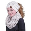 Funky Junque Messy Bun Beanie Tail Matching Scarf Bundle Set