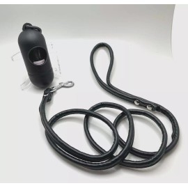 None Dog Leash-Walking Leash Strap & Poop Waste Bag Holder, Leash Clip, 1 Roll Black