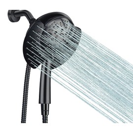 GRICH 2.5GPM Shower Head with Hand: 2 in 1 High Pressure Shower Heads With Handheld Spray Combo & Rain Shower Head, 9 Spray Modes Anti-Leak Waterfall Showerhead, Angle Adjustable, Matte Black