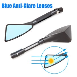 JMTBNO 8mm 10mm Universal CNC Motorcycle Handlebar End Mirror, Motorcycle Side Rearview Mirrors for Street bike Sport bike Dirt bike Cruiser Chopper Scooter(Black)