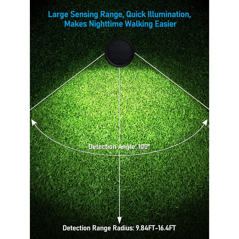 LEONLITE 8-Pack LED Solar Powered Motion Sensor Pathway Lights, Battery