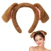 Dog Ears Headband Fluffy Animal Ears Hairband Brown Dog Costume