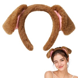 Dog Ears Headband Fluffy Animal Ears Hairband Brown Dog Costume