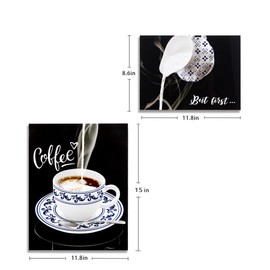 15In Coffee Wall Art Decor For Kitchen, Fun But First Cup of Coffee Bar Sign Wooden Wall Decor, Modern Coffee Themed Artwork Suitable for Home Kitchen，Dining Rooms，Coffee Shop Wall Fillers Decoration