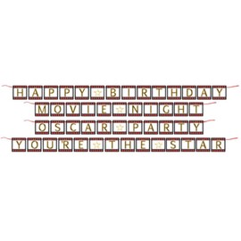 Creative Converting Hollywood Lights Ribbon Banner, One Size, White/Black/Red/Gold