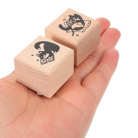 STOBOK Wooden Stamps Set Cat Seal Design Scrapbook Journaling Craft Supplies 2pcs