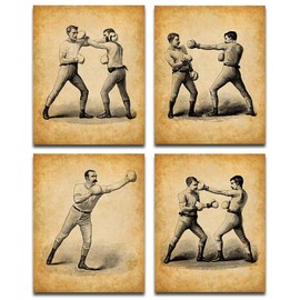 Original Boxing Art Prints - Set of Four Photos (8x10) Unframed - Great Gift Under $20 for Boxers Or Man Cave/Bar Decor Under $20