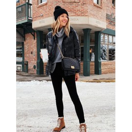 Bluemaple Fleece Lined Leggings Women High Waisted Tummy Control Thermal Warm Tights Workout Hiking Yoga Pants with Pockets